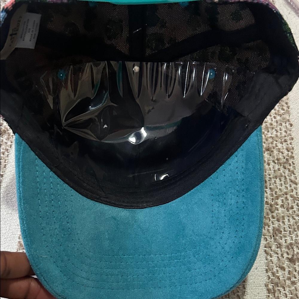Blessed Floral Baseball Cap with teal color suede brim - Picture 6 of 6